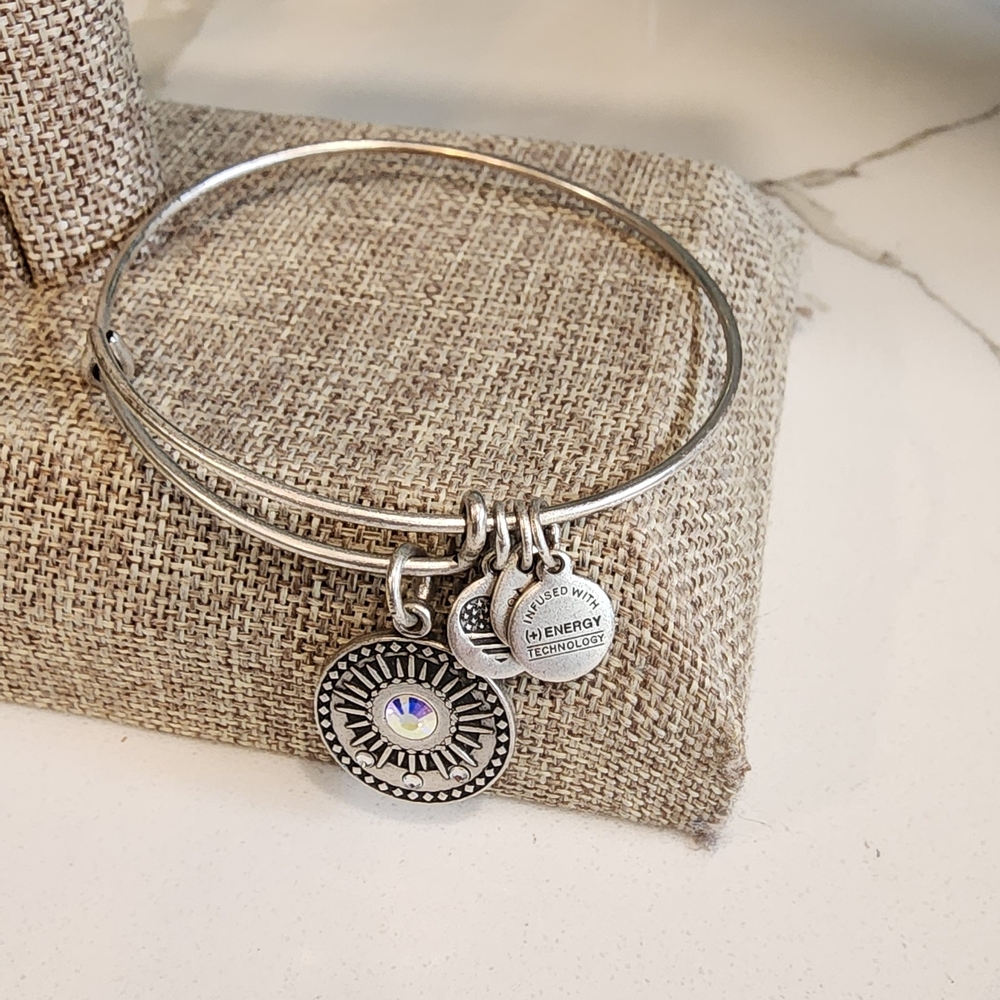 Alex and Ani Silver Charm Bracelet with Moon and Sun